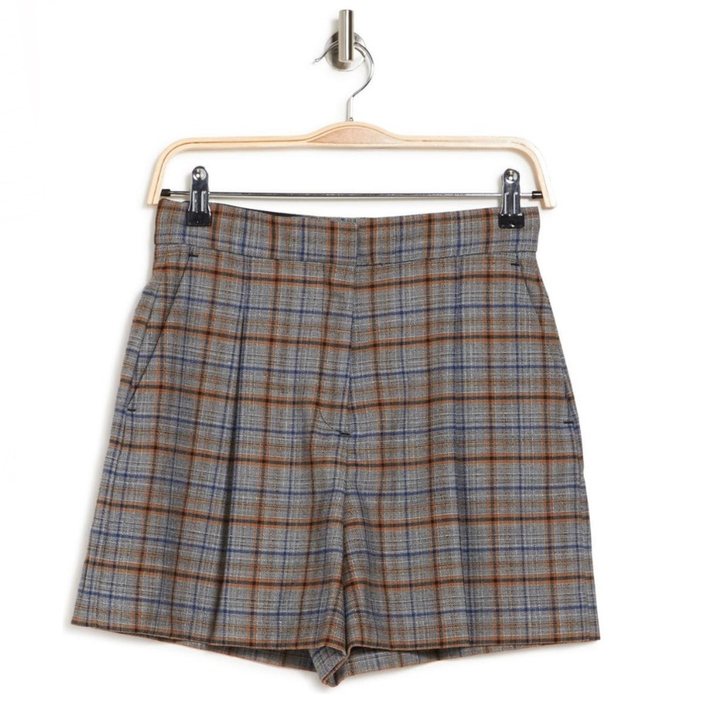 Sandro Paris Grey Plaid Printed Knit Shorts Size 8 - Picture 4 of 16